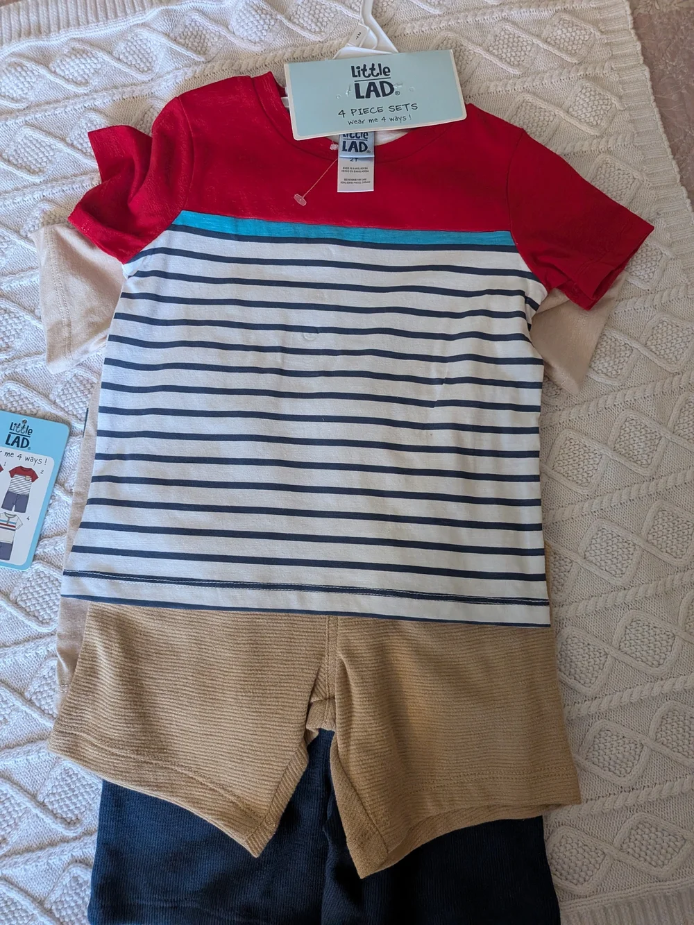 Red & Navy Striped Kids Matching Set